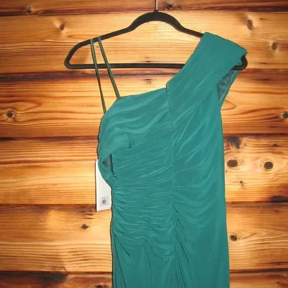 MAC DUGGAL 26484 Womens Green Ruched Off-The-Shoulder Midi Dress - Picture 10 of 14